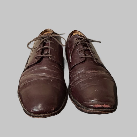 Vintage Bostonian Mens Burgundy Leather Cap Toe Oxford Dress Shoes 10M - Picture 4 of 5